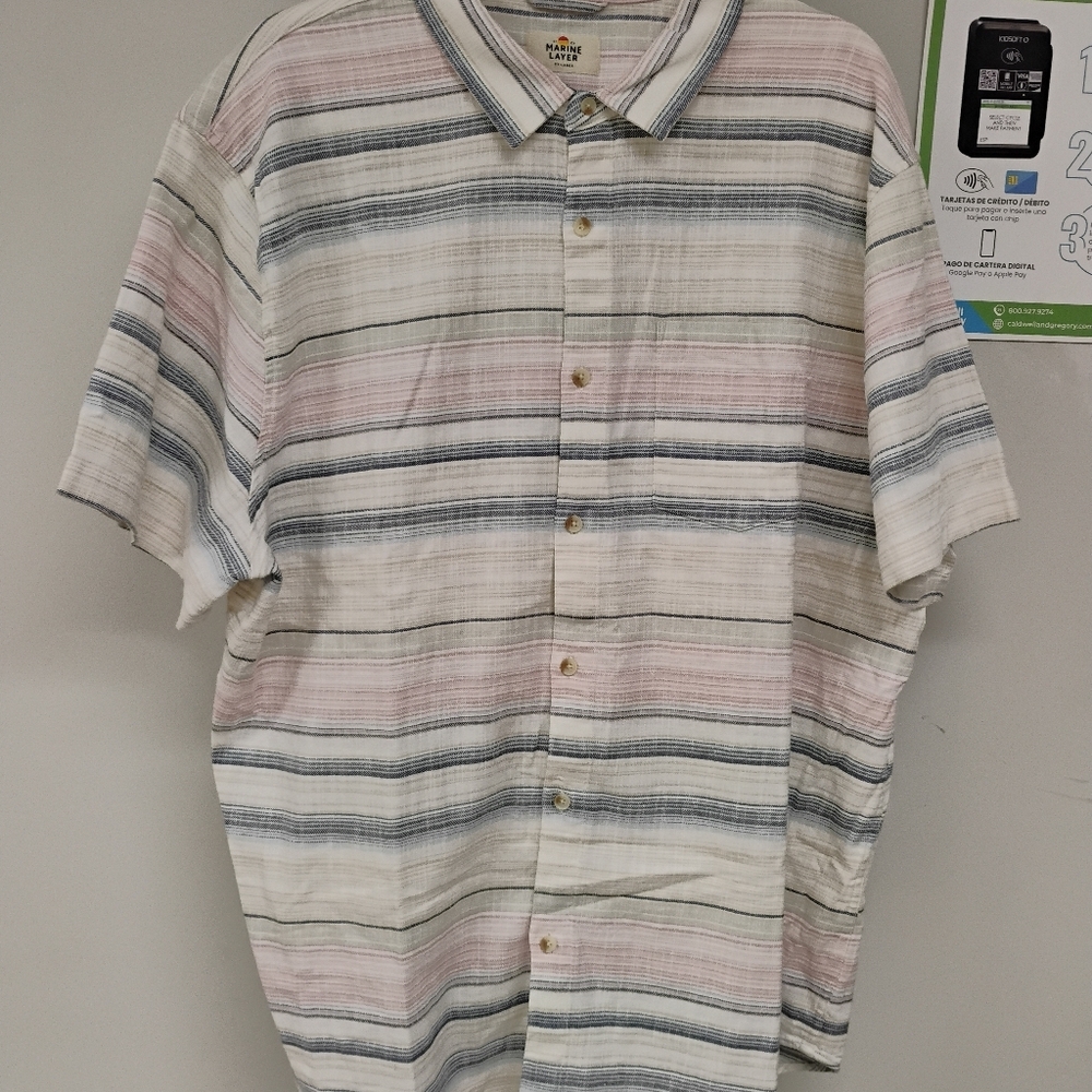 NWOT Marine Layer Men's Pacifica Button Down Shirt XXL Stretch Preppy Beachy